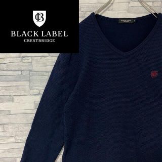 ブラックレーベルクレストブリッジ(BLACK LABEL CRESTBRIDGE)のブラックレーベルクレストブリッジ　ニット セーター　刺繍ロゴ　濃紺　ネイビー　M(ニット/セーター)