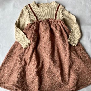 エフオーキッズ(F.O.KIDS)の　アプレレクール　100 ワンピース　長袖　レース　お出かけ　リブ(ワンピース)