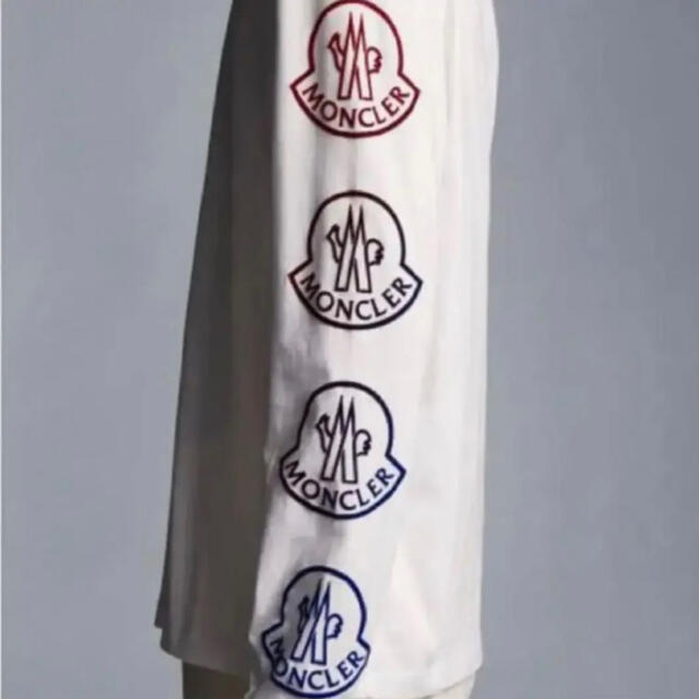 ★最新作★MONCLER ロンT 長袖 Tシャツ XXL ホワイト 袖ロゴ 完売