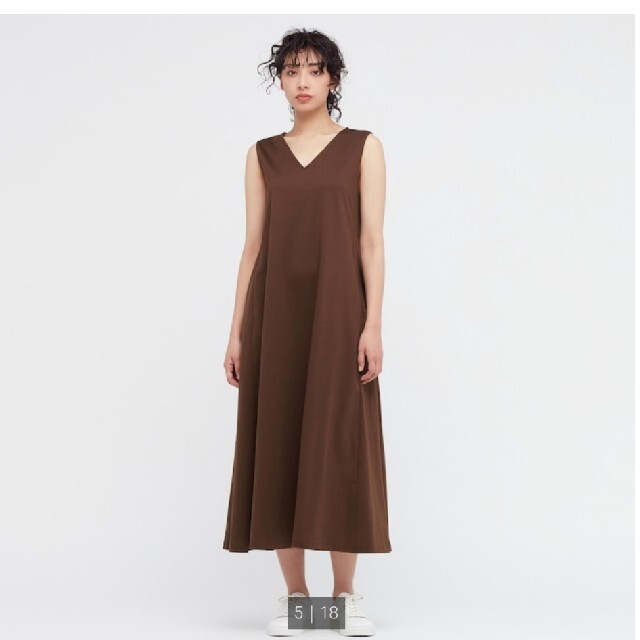 UNIQLO(ユニクロ)の★専用★マーセライズコットンAラインワンピース（ノースリーブ・131cm レディースのワンピース(ロングワンピース/マキシワンピース)の商品写真