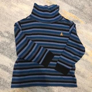 ベビーギャップ(babyGAP)のbabyGap タートルネック ストライプ ブルー系 80 キッズ ベビー 子供(シャツ/カットソー)