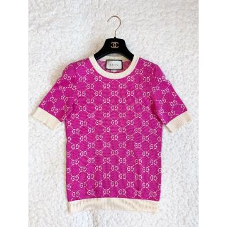 グッチ(Gucci)のGUCCI 極美品 GGロゴ コットン ジャガードニット S(ニット/セーター)