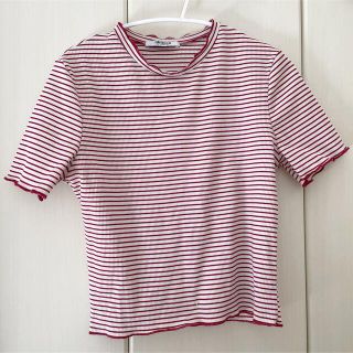 ザラ(ZARA)のZARA ボーダーTシャツ ショート丈 赤(Tシャツ(半袖/袖なし))