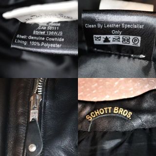 schott - 136WJS 7478 SCHOTTショットレザーライダースジャケットXS