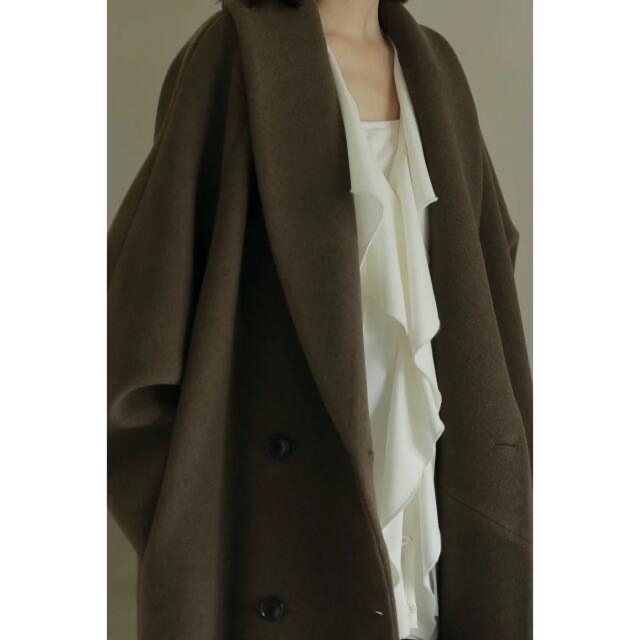 Louren big shawl collar double coat コート