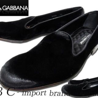 ドルチェアンドガッバーナ(DOLCE&GABBANA)のドルチェ＆ガッバーナ★ドルガバ★ベロアレザーシューズ★本革28cm10ブラック黒(その他)