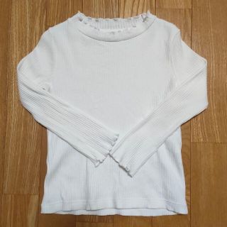 ユニクロ(UNIQLO)のユニクロ＊110cm＊リブフリルハイネック＊オフホワイト(Tシャツ/カットソー)