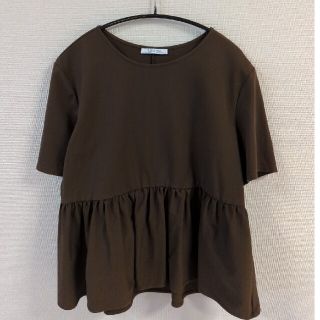 ザラ(ZARA)のZARA　ペプラムTシャツ　ブラウン(Tシャツ(半袖/袖なし))