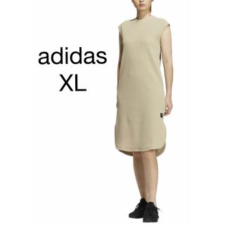 アディダス(adidas)の☆新品☆アディダス adidas リブ素材 ノースリーブ ワンピース XL 限定(ひざ丈ワンピース)