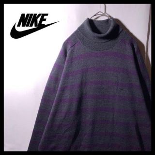 ナイキ(NIKE)の00s OLD NIKE ナイキ タートルネック ニット セーター 紫 グレー(ニット/セーター)