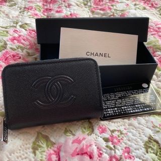 シャネル(CHANEL)のシャネル ココマーク コインケース 小銭入れ キャビアスキン 黒(コインケース)