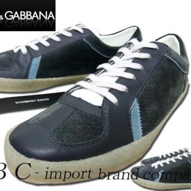 サイズ⇒★DOLCE&GABBANA ドルガバ★スエードレザースニーカー★10グレー灰★