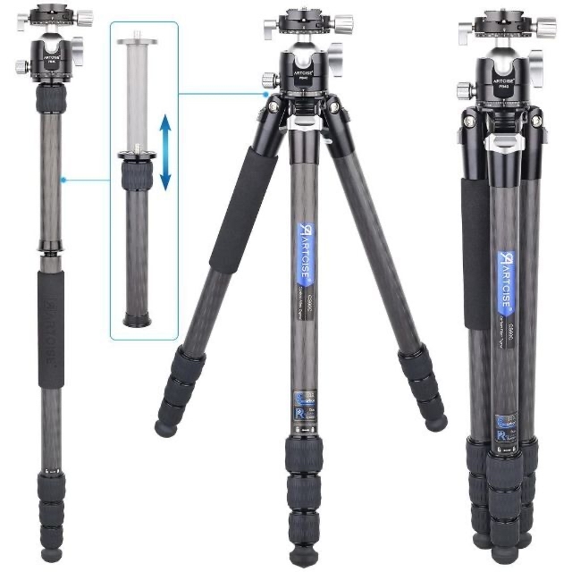 カーボン 三脚 29mmパイプ径 持ち運びに便利 収納バック付き CS60C カーボン 三脚 29mmパイプ径 持ち運びに便利 収納バック付き CS60C
