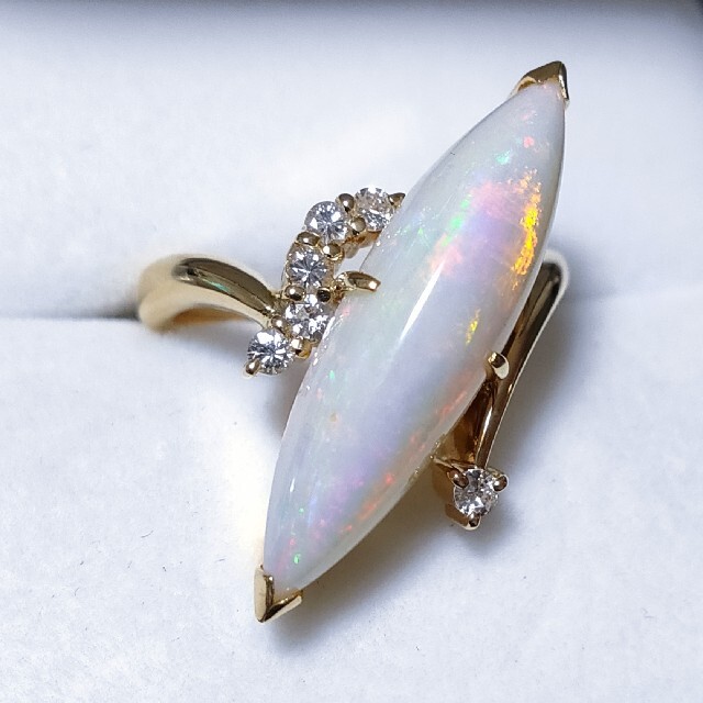 ダイヤモンド×ホワイトオパール リング K18YG 0.20ct 8.2g - www.atwic.com