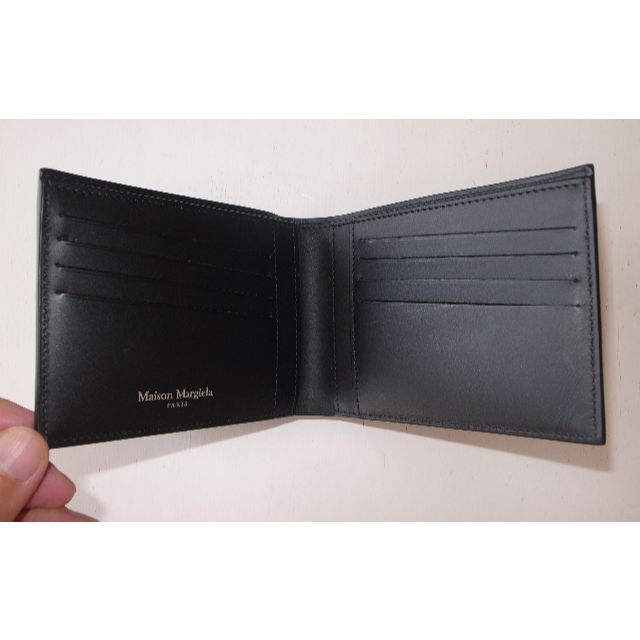 マルジェラ 二つ折り 財布 wallet grain leather black