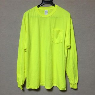 ギルタン(GILDAN)の新品 GILDAN ギルダン 長袖ロンT ポケット付き ネオンイエロー XL(Tシャツ/カットソー(七分/長袖))