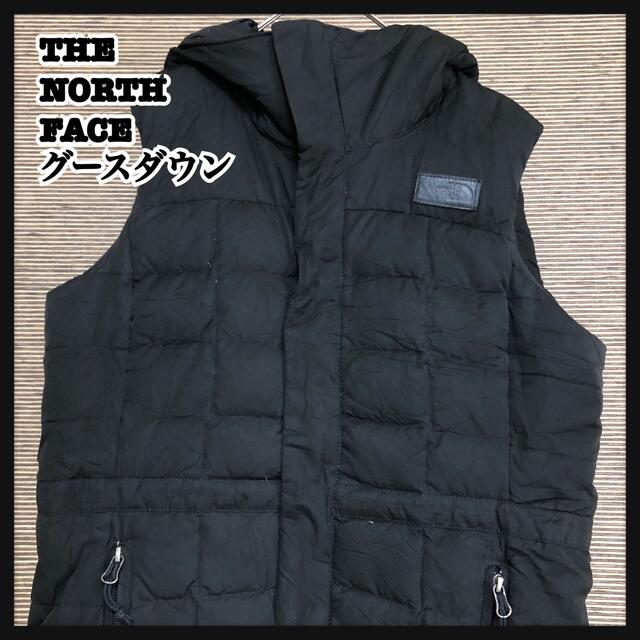 THE NORTH FACE(ザノースフェイス)の【ノースフェイス】グースダウンベスト　黒　ブラック　エンブレムタグ　無地　□３ レディースのジャケット/アウター(ダウンベスト)の商品写真