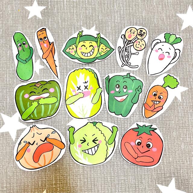 【食育セット】《カラーコピー素材》おやつたーべよやさいのうたペープサート型紙人気 【食育セット】《カラーコピー素材》おやつたーべよやさいのうたペープサート型紙人気