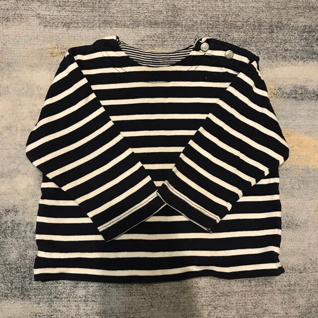 PETIT BATEAU(プチバトー)のプチバトー トップス カットソー 長袖 ネイビー 紺 ホワイト 白 80 キッズ キッズ/ベビー/マタニティのベビー服(~85cm)(シャツ/カットソー)の商品写真