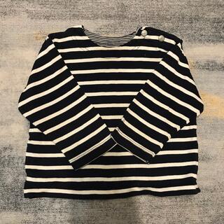 プチバトー(PETIT BATEAU)のプチバトー トップス カットソー 長袖 ネイビー 紺 ホワイト 白 80 キッズ(シャツ/カットソー)