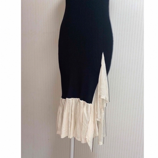 Two-tone Twinkle knit Dress 〈black〉Sサイズ