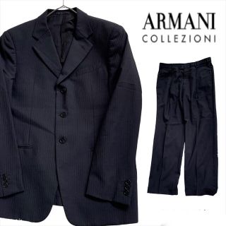 アルマーニ コレツィオーニ(ARMANI COLLEZIONI)の【美品】アルマーニ コレツィオーニ スーツセットアップ ストライプ ブラック(セットアップ)