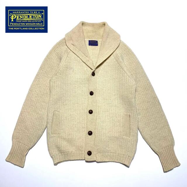 70s US PENDLETON ショールカラー ニット 米国製 USA製 Vi