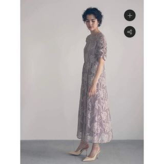 カエン(Kaene)のkaene 配色レースエプロンワンピース　Mサイズ　ピンク　結婚式　ドレス(ロングドレス)