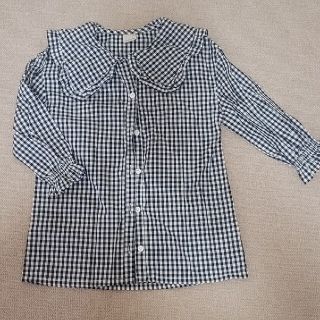 プティマイン(petit main)の美品⭐試着のみpetit mainビック襟ギンガムチェックブラウス120(ブラウス)