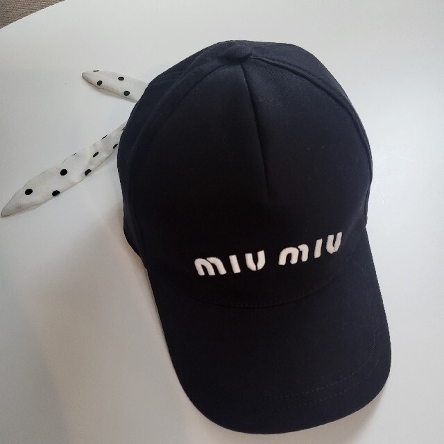 miumiu ベースボールキャップ　リボン白