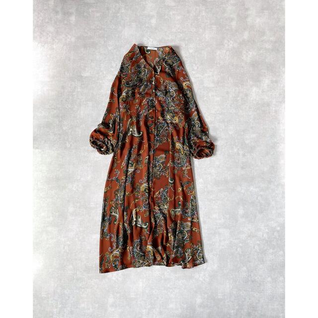 美品 ROSEBAD前ボタンペイズリープリントロングワンピース