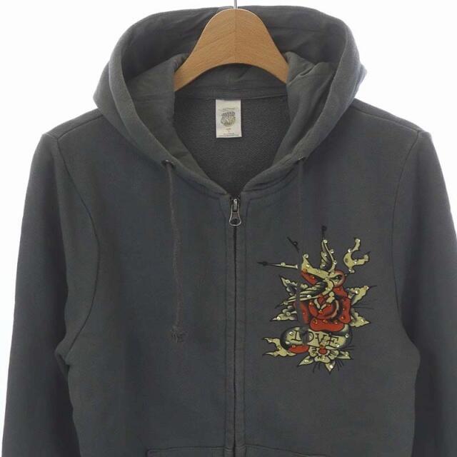 Ed Hardy(エドハーディー)のエドハーディー Ed Hardy パーカー スウェット ジップアップ S グレー レディースのトップス(パーカー)の商品写真