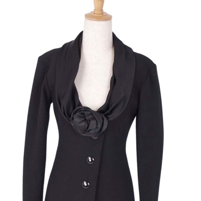 Saint Laurent(サンローラン)のイヴサンローラン ドレス ワンピース コサージュ レディース 長袖 34 レディースのワンピース(ひざ丈ワンピース)の商品写真