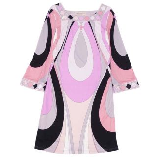 エミリオプッチ(EMILIO PUCCI)のエミリオプッチ ワンピース ドレス レーヨン ジャージー 総柄 I38 S相当(ひざ丈ワンピース)