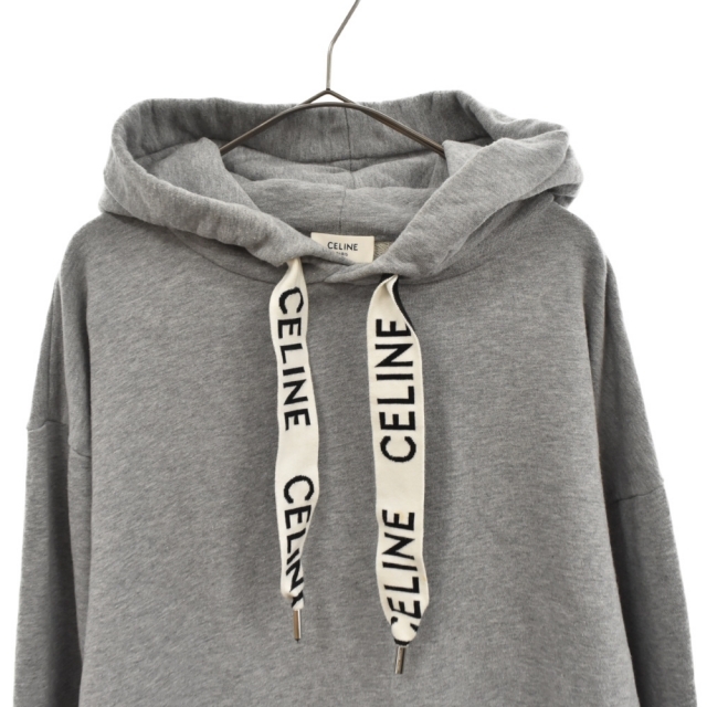 CELINE セリーヌ 21AW Loose Sweatshirt In Cotton Fleece  コットンフリースルーズドローコードスウェットプルオーバーパーカー 2Y468670Q グレー