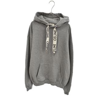 セリーヌ(celine)のCELINE セリーヌ 21AW Loose Sweatshirt In Cotton Fleece コットンフリースルーズドローコードスウェットプルオーバーパーカー 2Y468670Q グレー(パーカー)