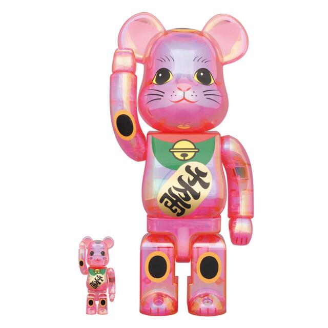 BE@RBRICK 招き猫 桃色透明メッキ 100% & 400%