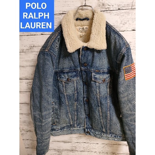 ポロラルフローレン ボア デニム ジャケット 星条旗 アメリカ POLO