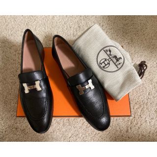 エルメス(Hermes)のりぼん様専用◆Hermes エルメス モカシンパリ  ローファー 38 黒(スリッポン/モカシン)