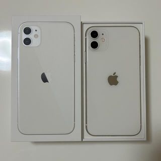 アイフォーン(iPhone)の美品♡ iPhone 11 ホワイト 128 GB docomo付属品は全て新品(スマートフォン本体)