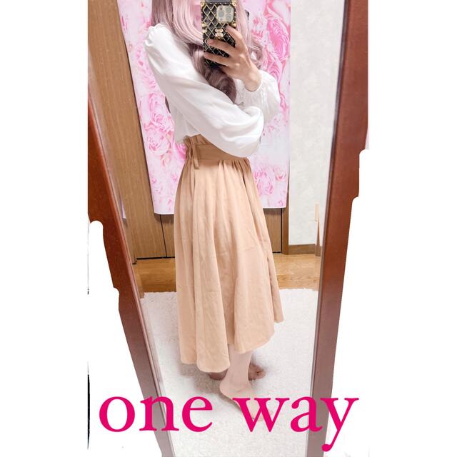 one*way(ワンウェイ)の4983.one way 前後アシンメトリー ハイウエスト ロングスカート レディースのスカート(ロングスカート)の商品写真