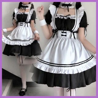 【ハロウィン】ロリータ メイド コスプレ メイド服 7点セット ゴスロリ 新品(衣装)