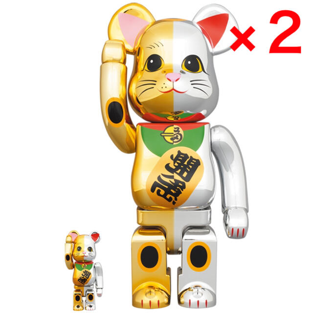 BE@RBRICK(ベアブリック)のBE@RBRICK 招き猫 千万両 金×開運 銀 100% & 400% エンタメ/ホビーのフィギュア(その他)の商品写真