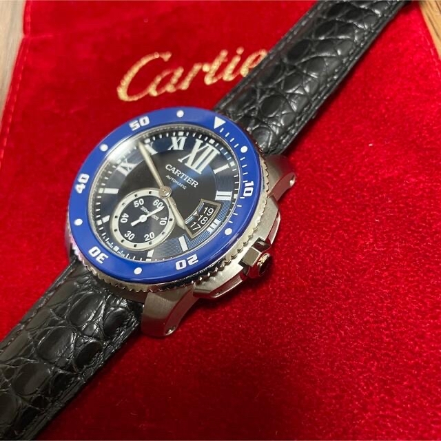 Cartier(カルティエ)のカリブル　ダイバー　カルティエ　ブルー　純正メタルブレス メンズの時計(腕時計(アナログ))の商品写真