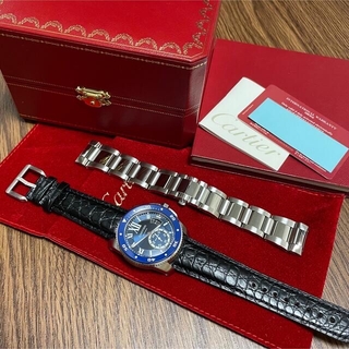 カルティエ(Cartier)のカリブル　ダイバー　カルティエ　ブルー　純正メタルブレス(腕時計(アナログ))