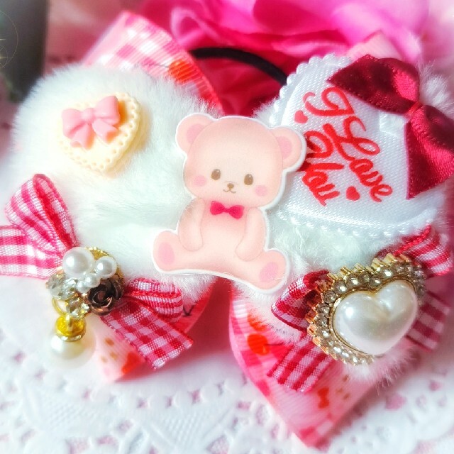 うさくま♡ チュールリボン ポニー用 ハンドメイド リボン ヘアクリップ