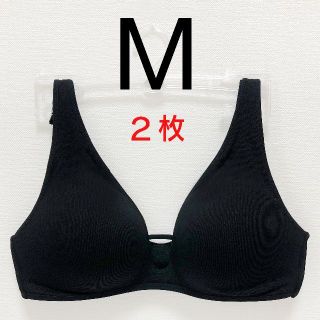 ユニクロ(UNIQLO)のワイヤレスブラ エアリズム コットン リラックス M 黒 ブラック　ユニクロ(ブラ)