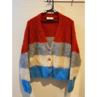 メゾンキツネ(MAISON KITSUNE')のメゾンキツネ  マルチカラー Fluffy Stripe Boxy カーディガン(カーディガン)