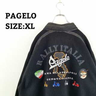 パジェロ(PAGELO)のPAGELO パジェロ ニットブルゾン ジャケット XL ブラック 刺繍ロゴ(ブルゾン)