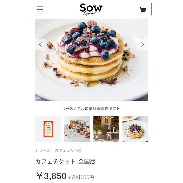 SOW EXPERIENCEカフェチケット 全国版 チケットのチケット その他(その他)の商品写真